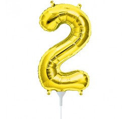 Small Number Balloon 2 - 41cm Gold - Air filled only