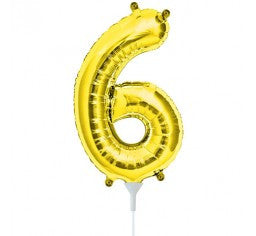 Small Number Balloon 6 - 41cm Gold - Air filled only