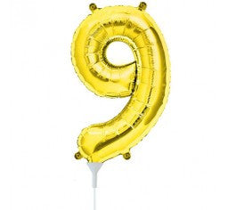 Small Number Balloon 9 - 41cm Gold - Air filled only