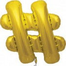 Large # Hashtag Balloon - Gold