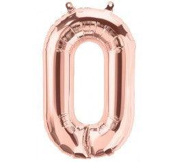 Small Number Balloon 0 - Rose Gold - Air filled only