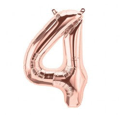 Small Number Balloon 4 - Rose Gold - Air filled only