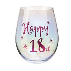 Happy 18th | Stemless Wine Glass