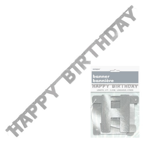 Silver Happy Birthday Banner