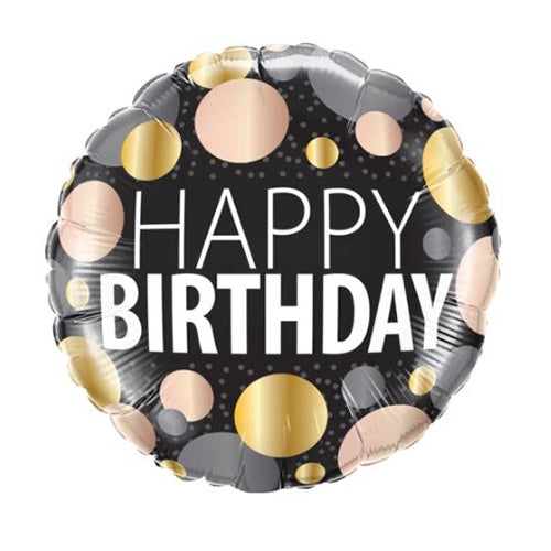Happy Birthday Black & Gold Foil Balloon