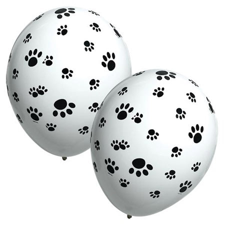 Paw Print Balloons - Single or Pack - Helium Filled or Flat