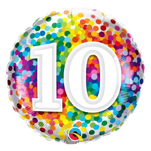 10th Birthday Balloon Confetti / Flat - Helium Filled - Bouquet