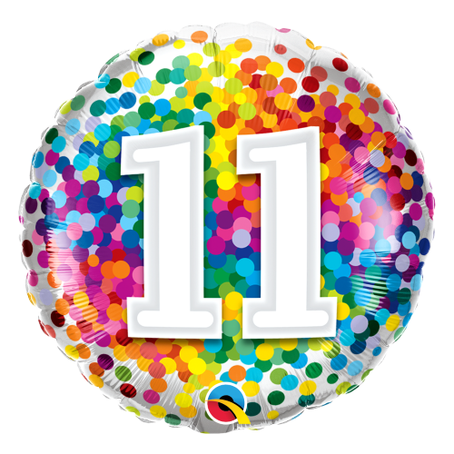 11th Birthday Balloon Confetti / Flat - Helium Filled - Bouquet