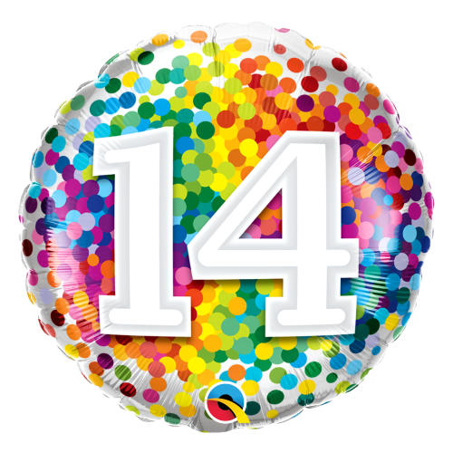 14th Birthday Balloon Confetti / Flat - Helium Filled - Bouquet