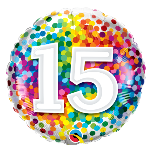 15th Birthday Balloon Confetti / Flat - Helium Filled - Bouquet