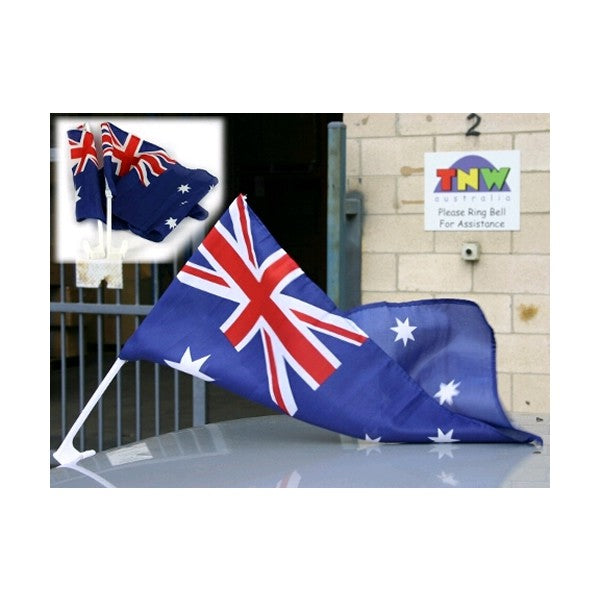Australian Flag Car Set with Plastic Clips Pk2