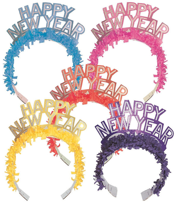 Happy New Year Glitter Fringe Tiara 1pc