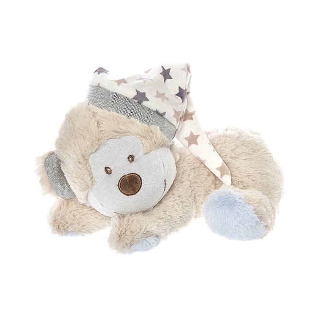 Soft Toy Teddy Eli Monkey Sleeping Brown Blue 22cm