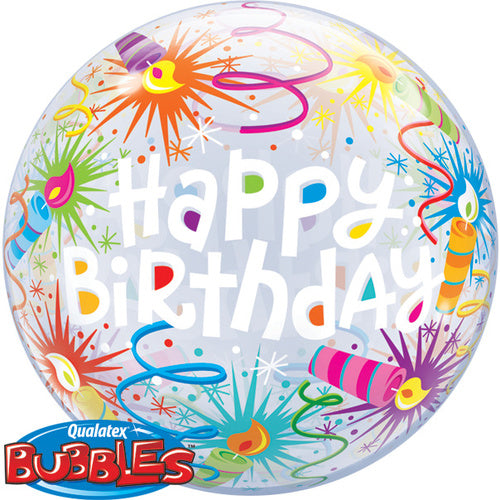 Happy Birthday Balloon Streamers - Bubble