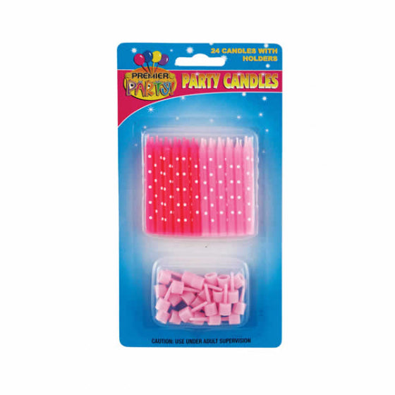 Pink Polka Dot Candles Pk24