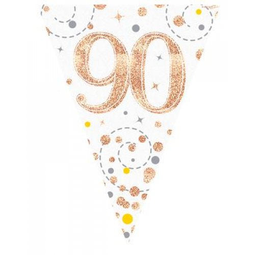 Rose Gold Sparkling Bunting | 90th Birthday