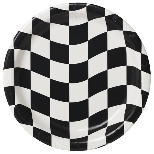 Racing Checkered Paper Plates Pk8