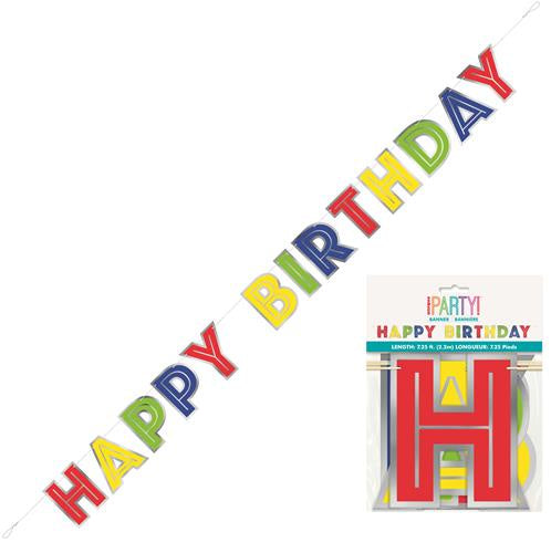 Rainbow Happy Birthday Banner With Silver Foil