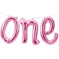 One Balloon Script Pink - Air Fill Only