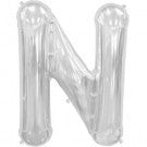 Large Letter N Balloon - Silver