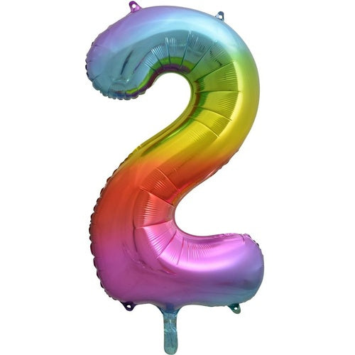 Large Number 2 Balloon - Rainbow