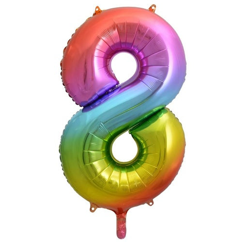 Large Number 8 Balloon - Rainbow