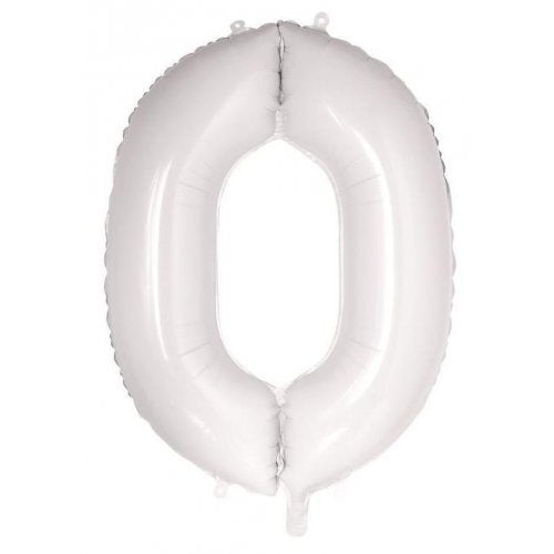 Large Number 0 Balloon - White