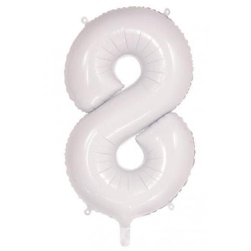 Large Number 8 Balloon - White