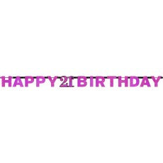 21st Happy Birthday Letter Banner | Pink