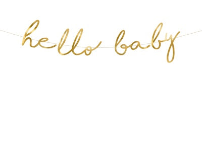 Hello Baby Metallic Gold Banner