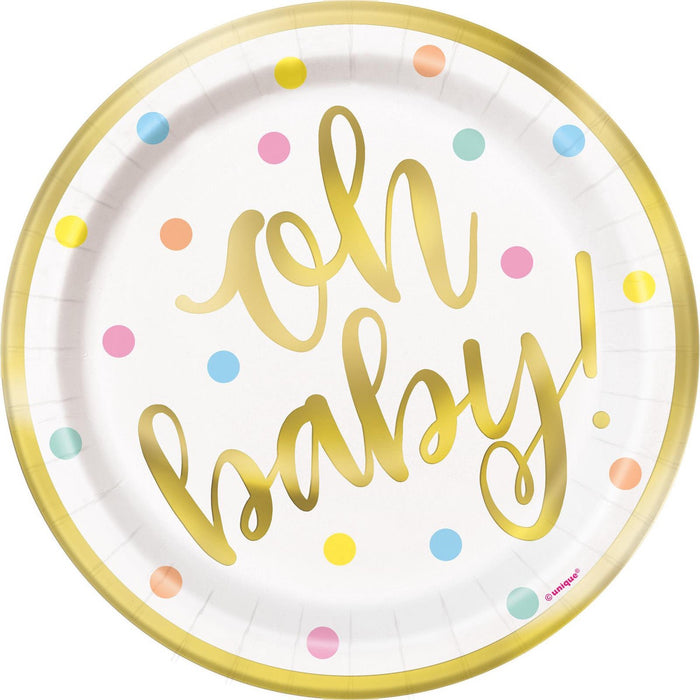 Oh Baby Gold Foiled Snack Plates 8pk