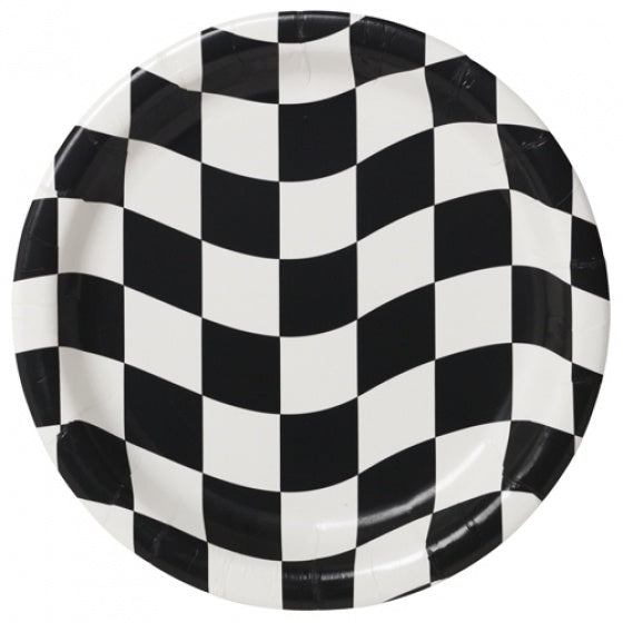 Racing Checkered Paper Snack Plates Pk8