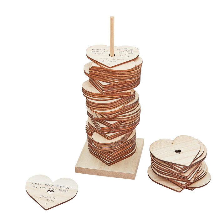 Wedding Guest Book Wooden Stacking Hearts