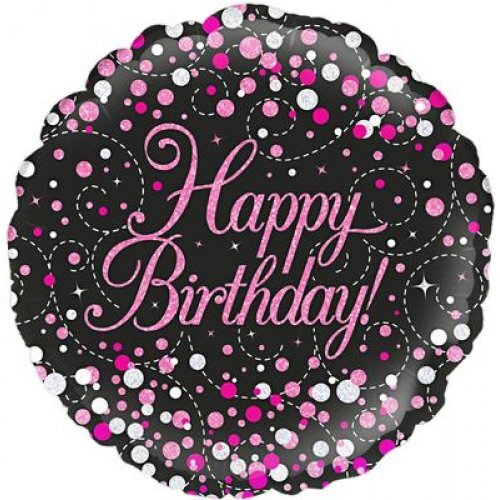Happy Birthday Pink Sparkling Foil Balloon / Bouquet