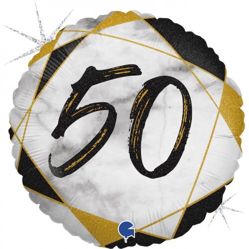 50th Birthday Balloon Black & Gold