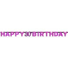 30th Happy Birthday Letter Banner | Pink