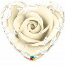 Heart Shaped Ivory Rose & Butterflies Foil Balloon