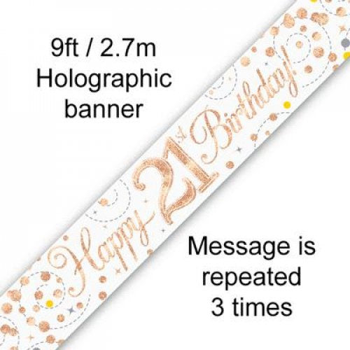 21st Birthday | Rose Gold Sparkling Banner