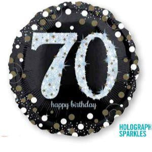 70th Birthday Balloon -  Sparkling Happy Birthday Foil Balloon