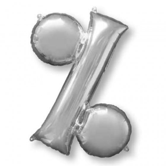 Large % Percentage Sign Balloon -Silver