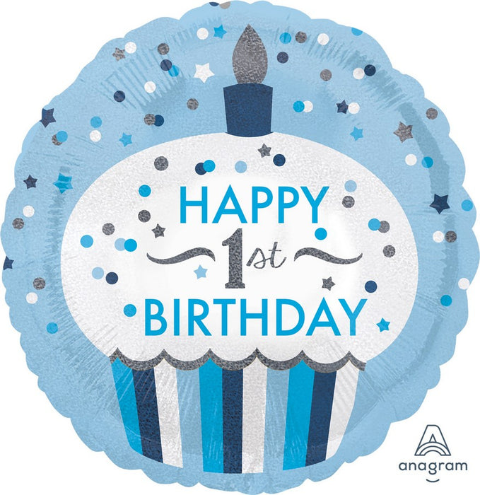 1st Birthday Boy Balloon - Cupcake