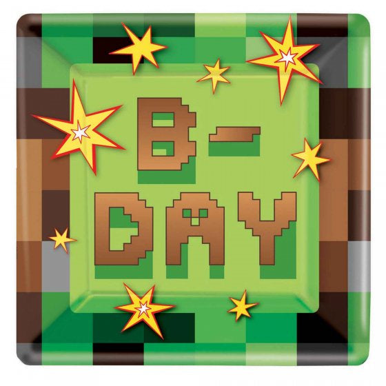 Minecraft |TNT | Square Paper plates 23cm pk 8
