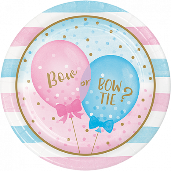 Gender Reveal Paper Plates \ Bow  Or Bow Tie?