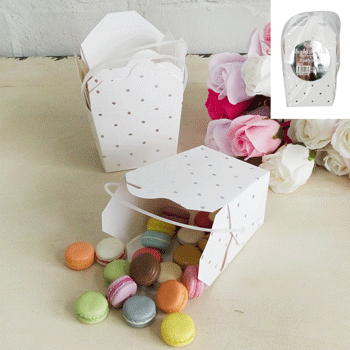 Party Box White with Silver Dots - Noodle Box Pack 3