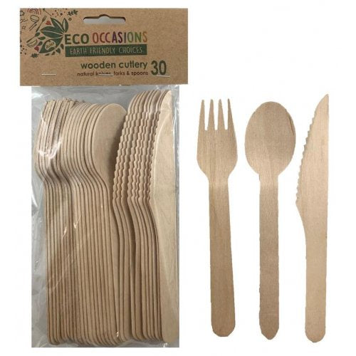 Wooden Cutlery Sets 30pcs