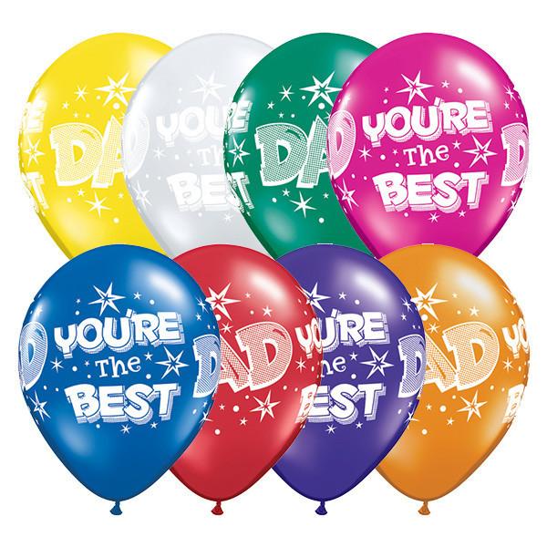 Dad You're the Best Balloons Assorted - Singles or Packs - Helium Filled or Flat