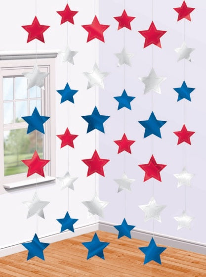 Red, White & Blue Star String Decorations