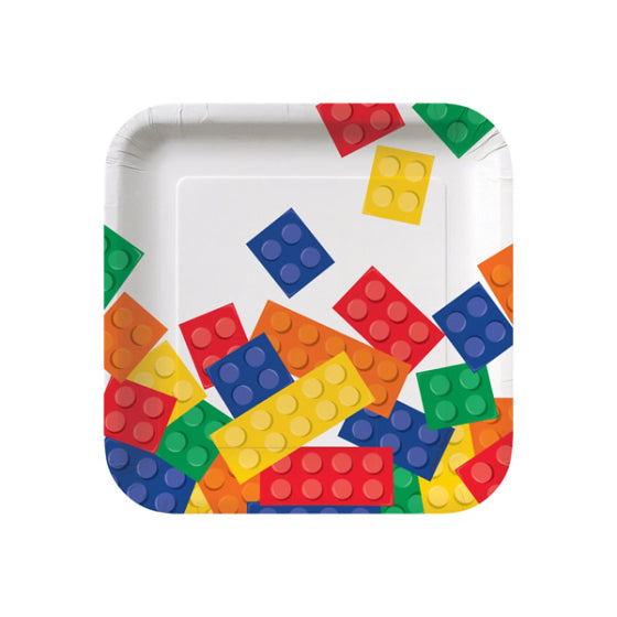 Lego / Block Paper Plates Pk 8