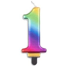 Number 1 Rainbow Candle | Short