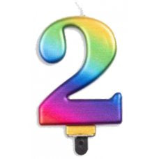 Number 2 Rainbow Candle | Short